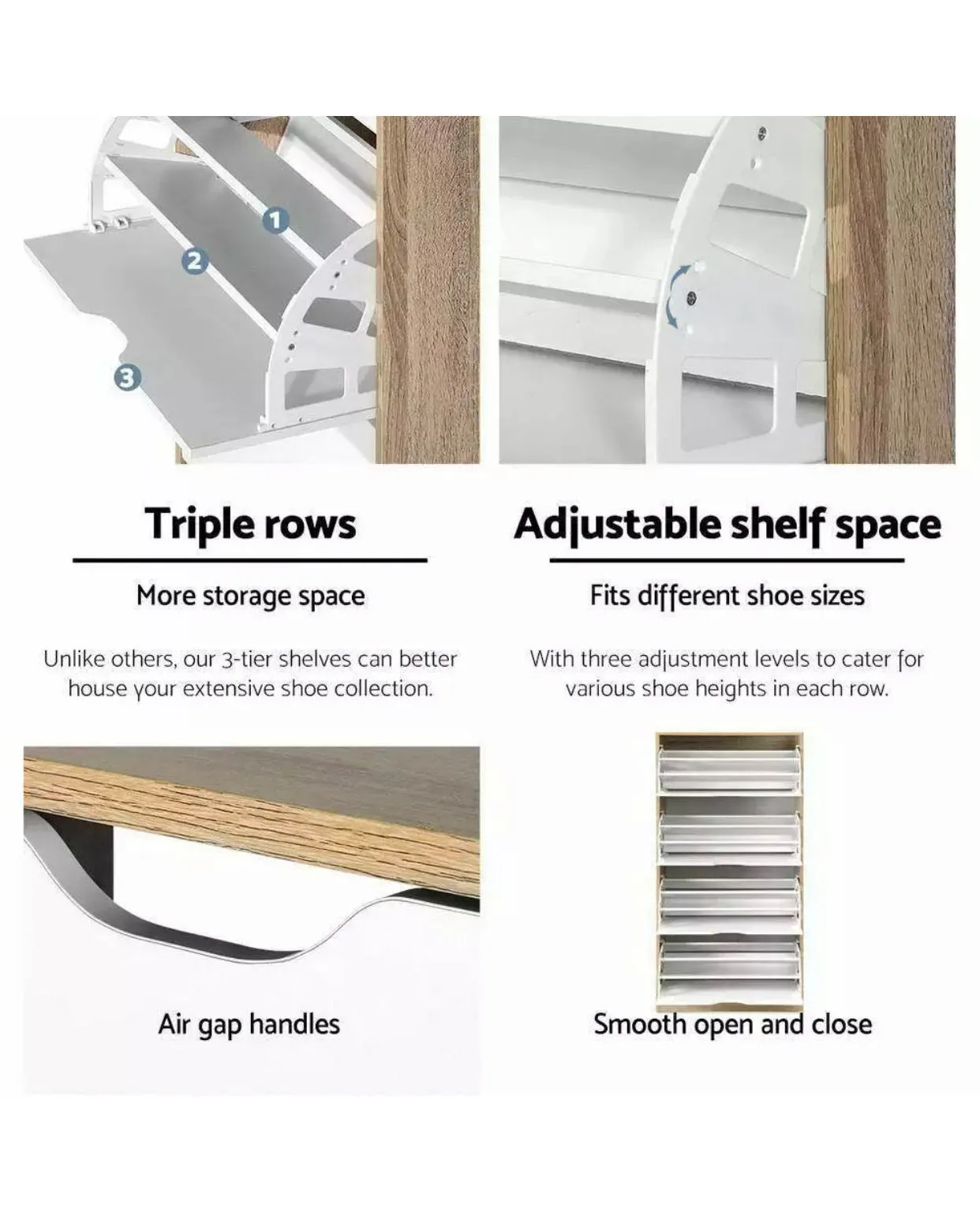48 Pairs 4 Level Simple Stylish Shoe Cabinet Rack Organizer Storage Shelf Wooden
