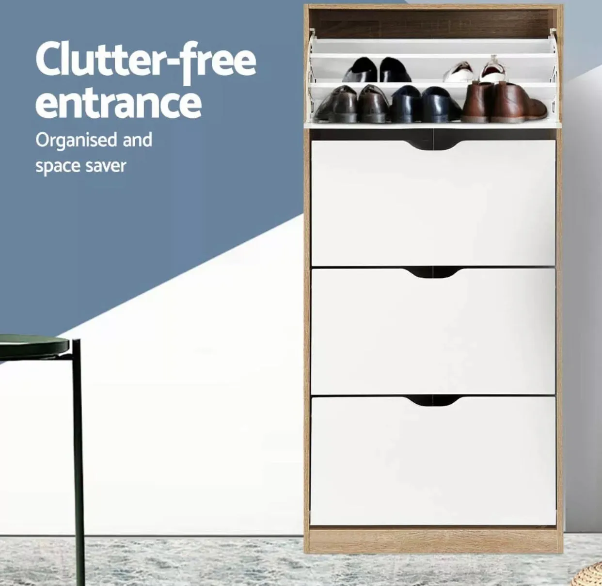 48 Pairs 4 Level Simple Stylish Shoe Cabinet Rack Organizer Storage Shelf Wooden