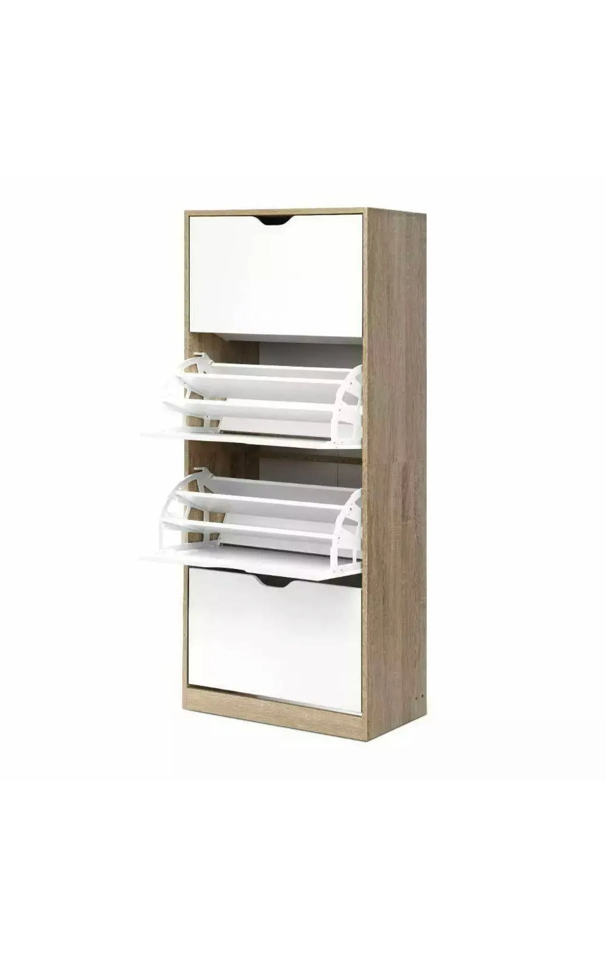 48 Pairs 4 Level Simple Stylish Shoe Cabinet Rack Organizer Storage Shelf Wooden