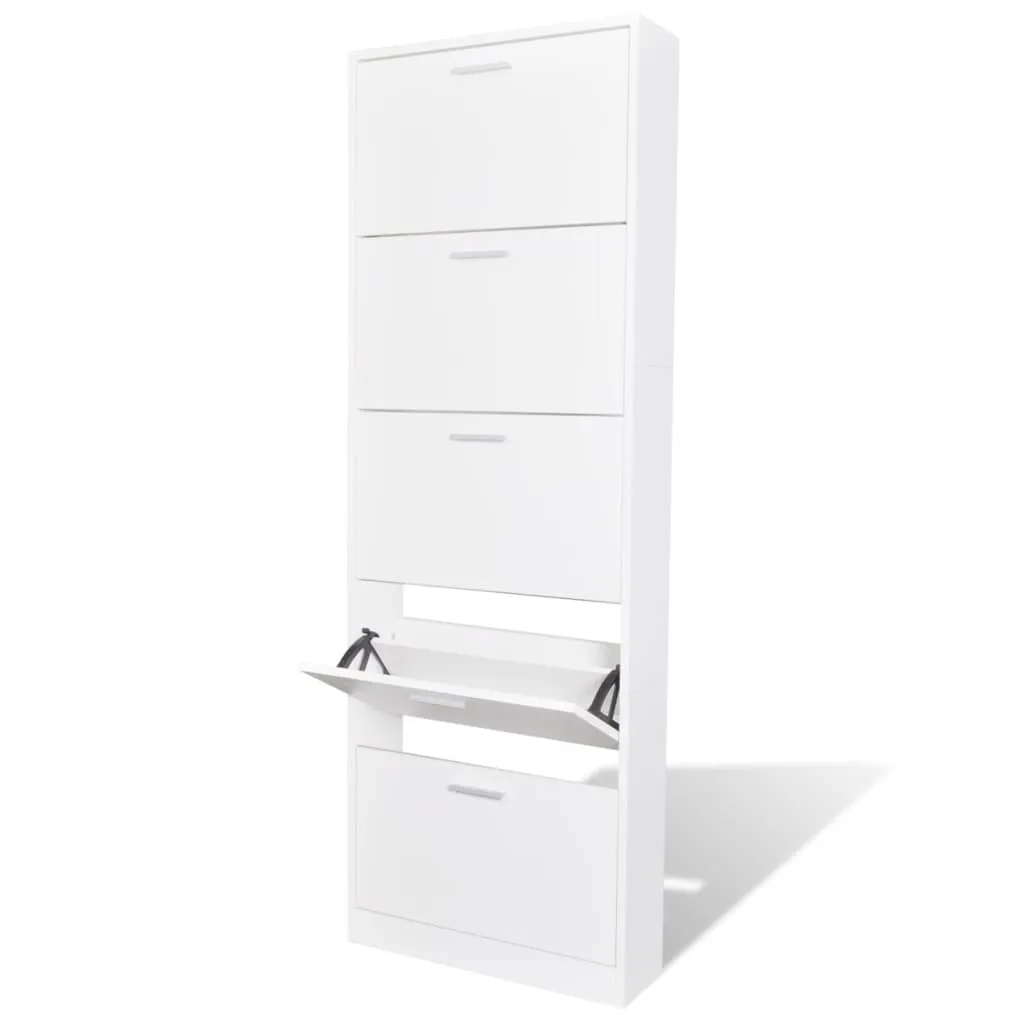 5-Tier Shoe Cabinet Storage Wooden Cupboard Footwear Stand Oak/White