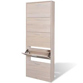 5-Tier Shoe Cabinet Storage Wooden Cupboard Footwear Stand Oak/White