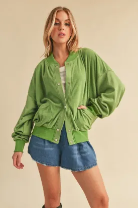 Aemi   Co Snap Down Drop Shoulder Brushed Jacket
