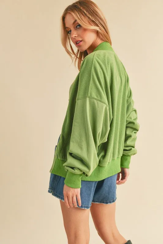 Aemi   Co Snap Down Drop Shoulder Brushed Jacket