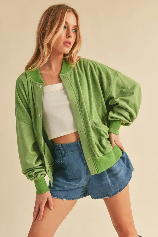Aemi   Co Snap Down Drop Shoulder Brushed Jacket