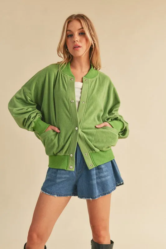 Aemi   Co Snap Down Drop Shoulder Brushed Jacket
