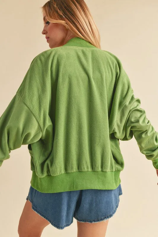 Aemi   Co Snap Down Drop Shoulder Brushed Jacket