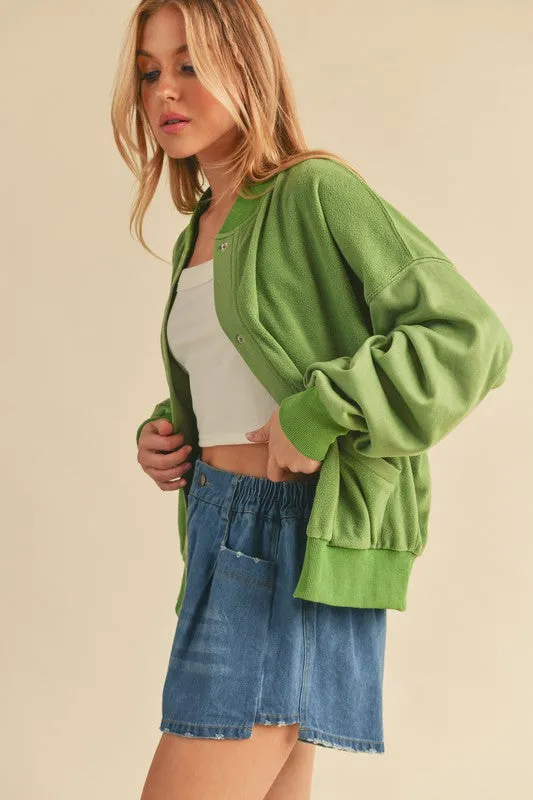 Aemi   Co Snap Down Drop Shoulder Brushed Jacket