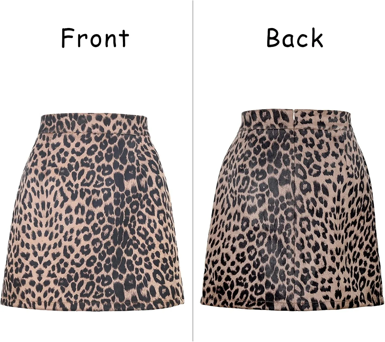 Aivtalk Women's Faux Leather Leopard Skirt Split A Line Bodycon Mini Pencil Skirt