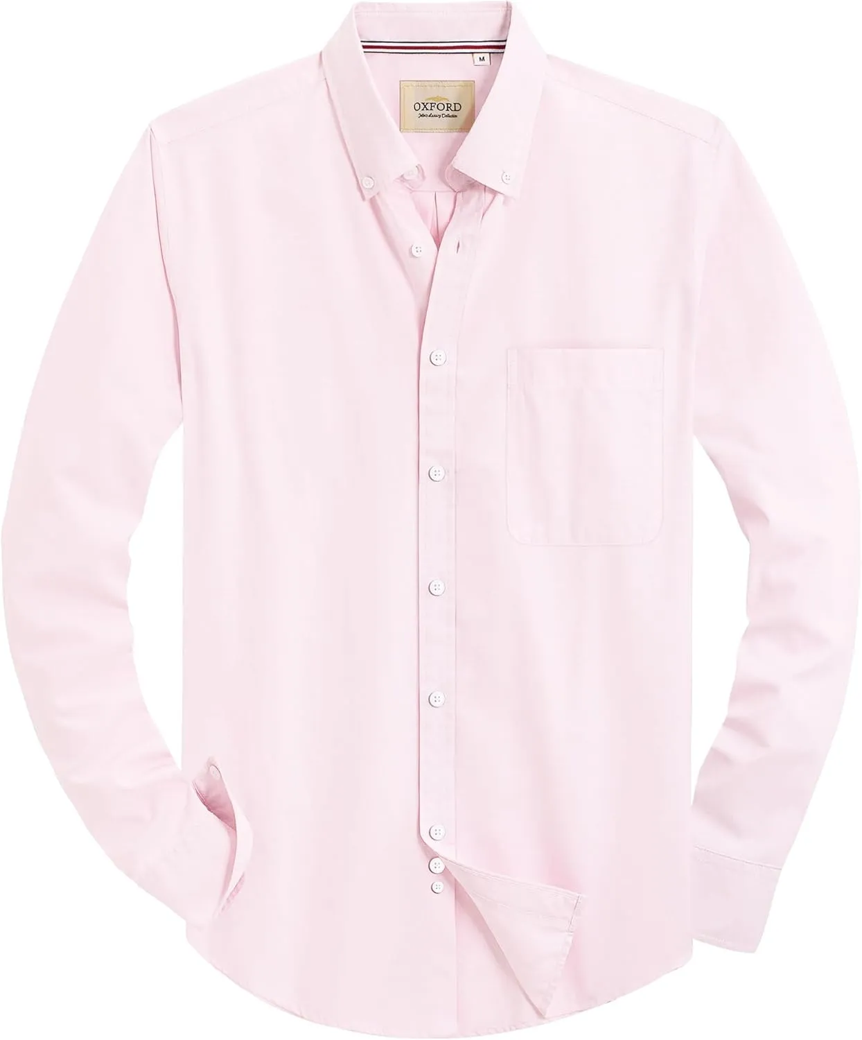 Alimens & Gentle Mens Solid Oxford Shirt Long Sleeve Dress Shirt Work Casual Button Down Shirts with Pocket