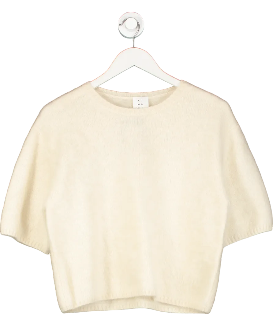 almada label Cream Wool-cashmere Fei T-shirt UK S