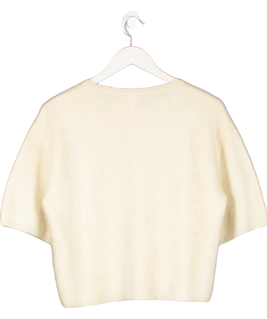 almada label Cream Wool-cashmere Fei T-shirt UK S