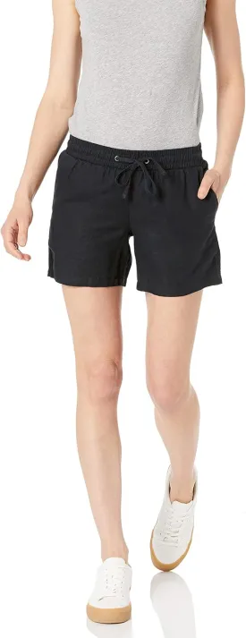 Amazon Essentials Women's 5" Inseam Drawstring Linen Blend Shorts (Available in Plus Size)