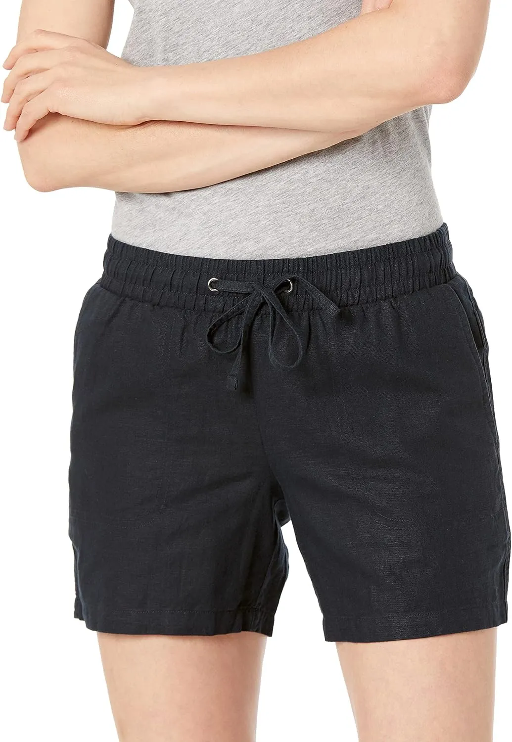 Amazon Essentials Women's 5" Inseam Drawstring Linen Blend Shorts (Available in Plus Size)