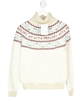 ASTA RESORT Cream Jemima Merino / Cashmere Fair Isle Sweater - Ecru UK M