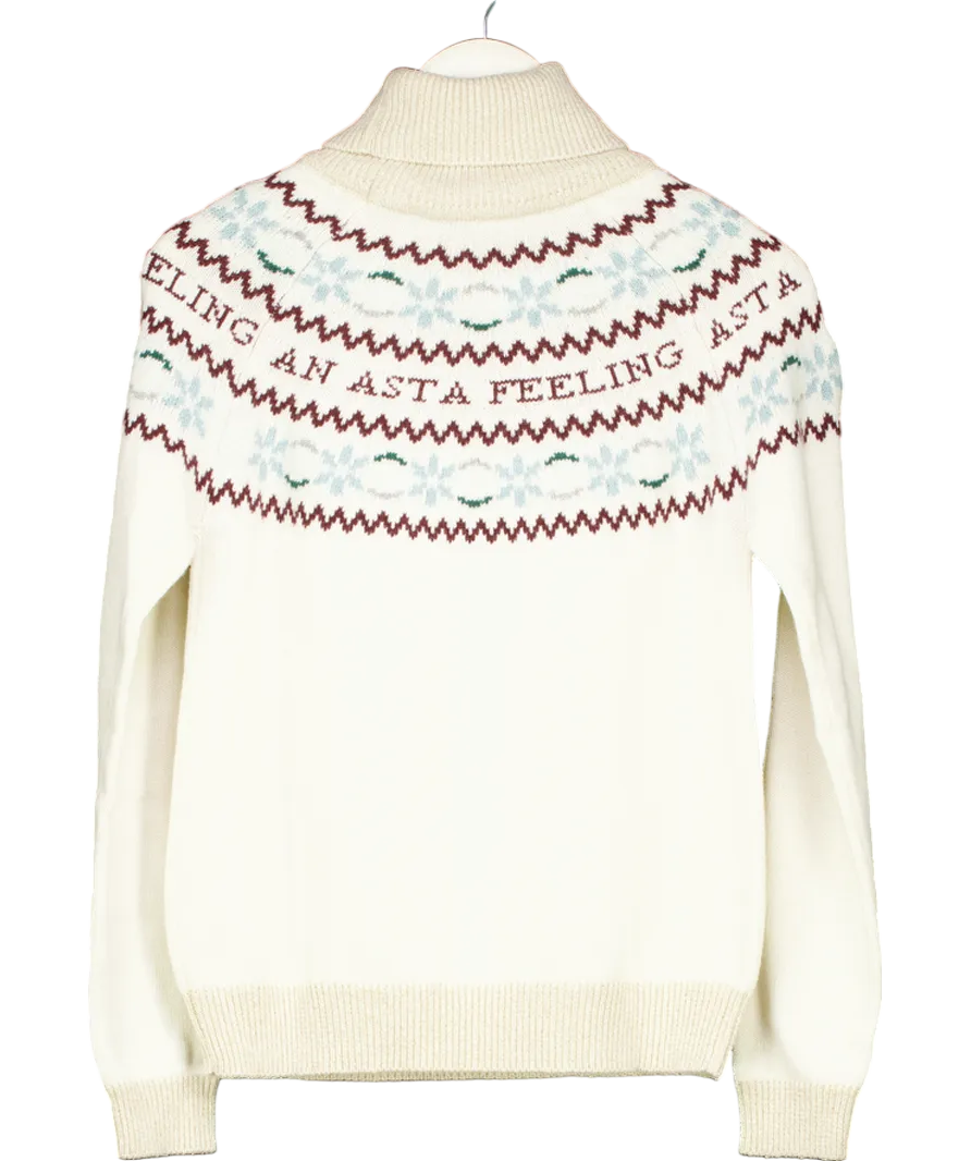 ASTA RESORT Cream Jemima Merino / Cashmere Fair Isle Sweater - Ecru UK M