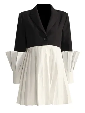 Black and White Color-Block Blazer