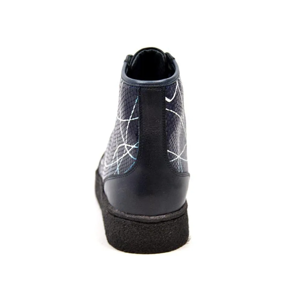 British Walkers Extreme Limited Edition Men's Navy Leather Linear Design High Tops Custom Made