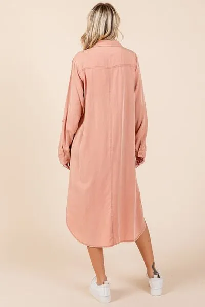 Button Down Long Sleeve Shirt Dress