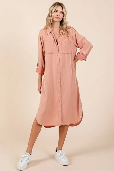 Button Down Long Sleeve Shirt Dress