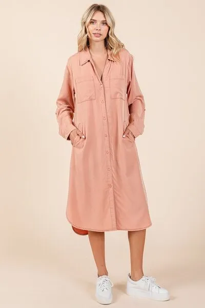 Button Down Long Sleeve Shirt Dress