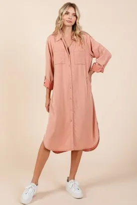 Button Down Long Sleeve Shirt Dress