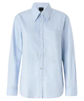Camicia Corea in Oxford di Cotone Azzurra
