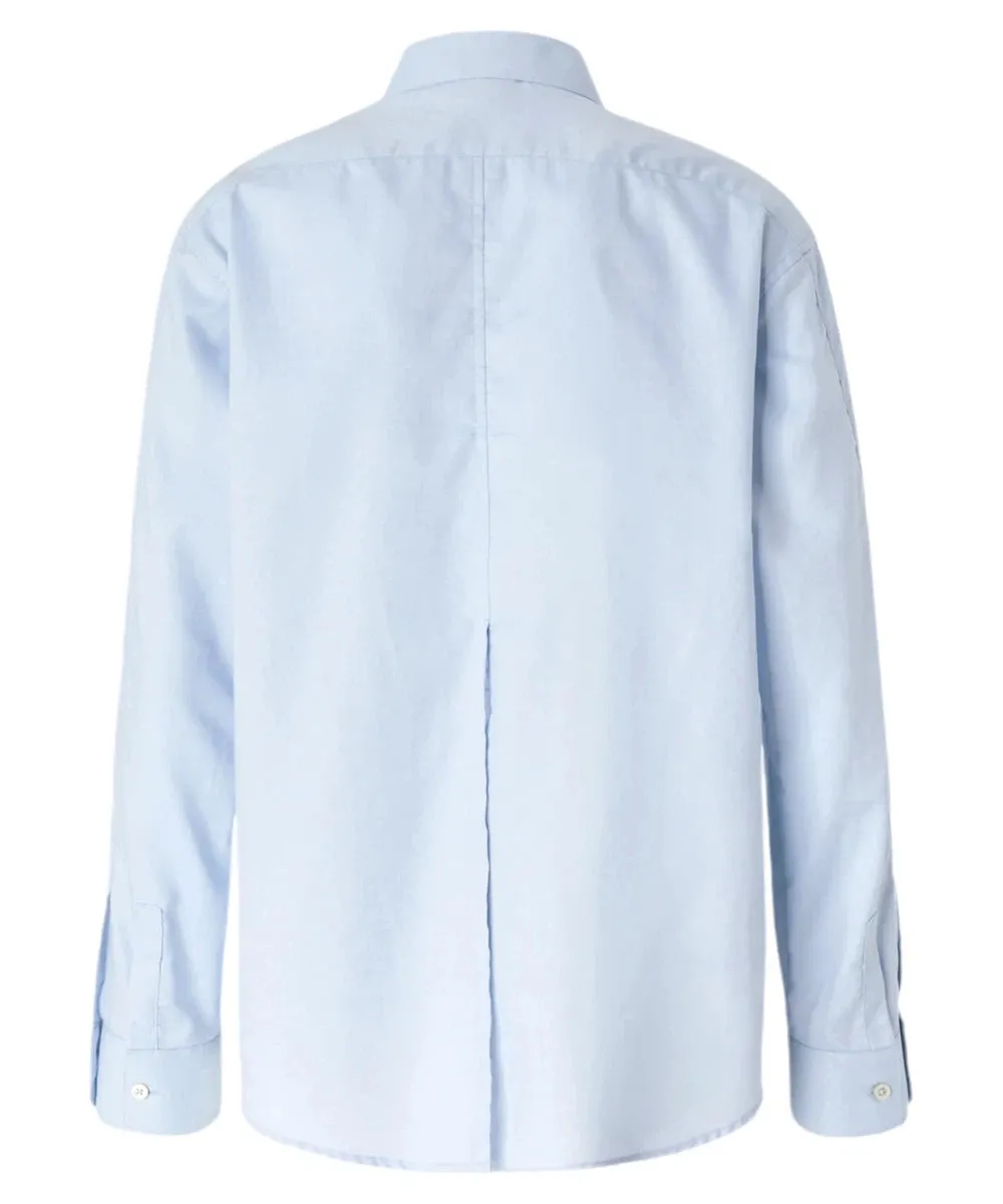 Camicia Corea in Oxford di Cotone Azzurra