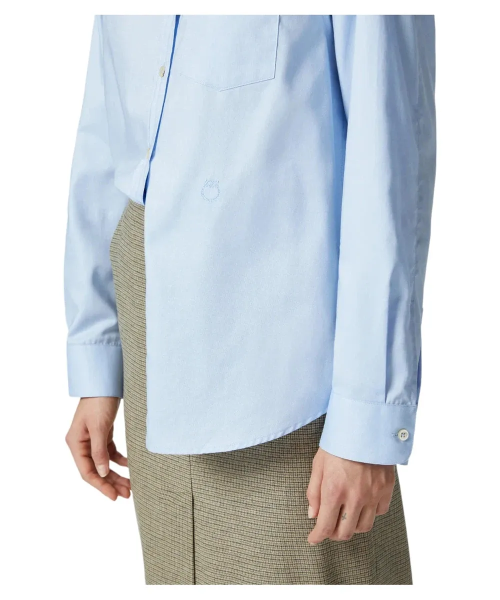 Camicia Corea in Oxford di Cotone Azzurra