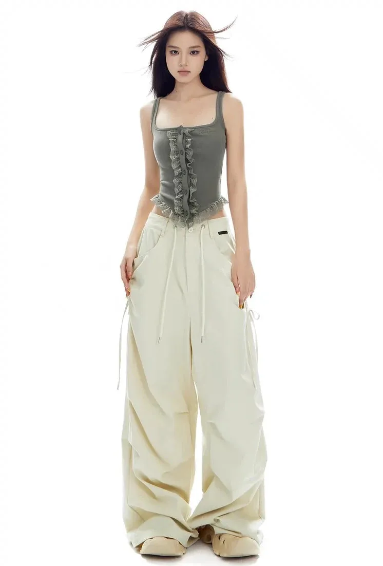Cargo Jogger Pants with Side Pockets and Drawstrings
