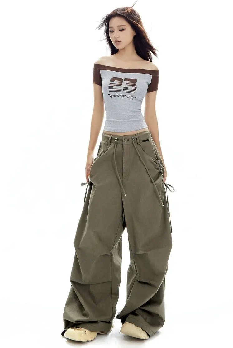 Cargo Jogger Pants with Side Pockets and Drawstrings