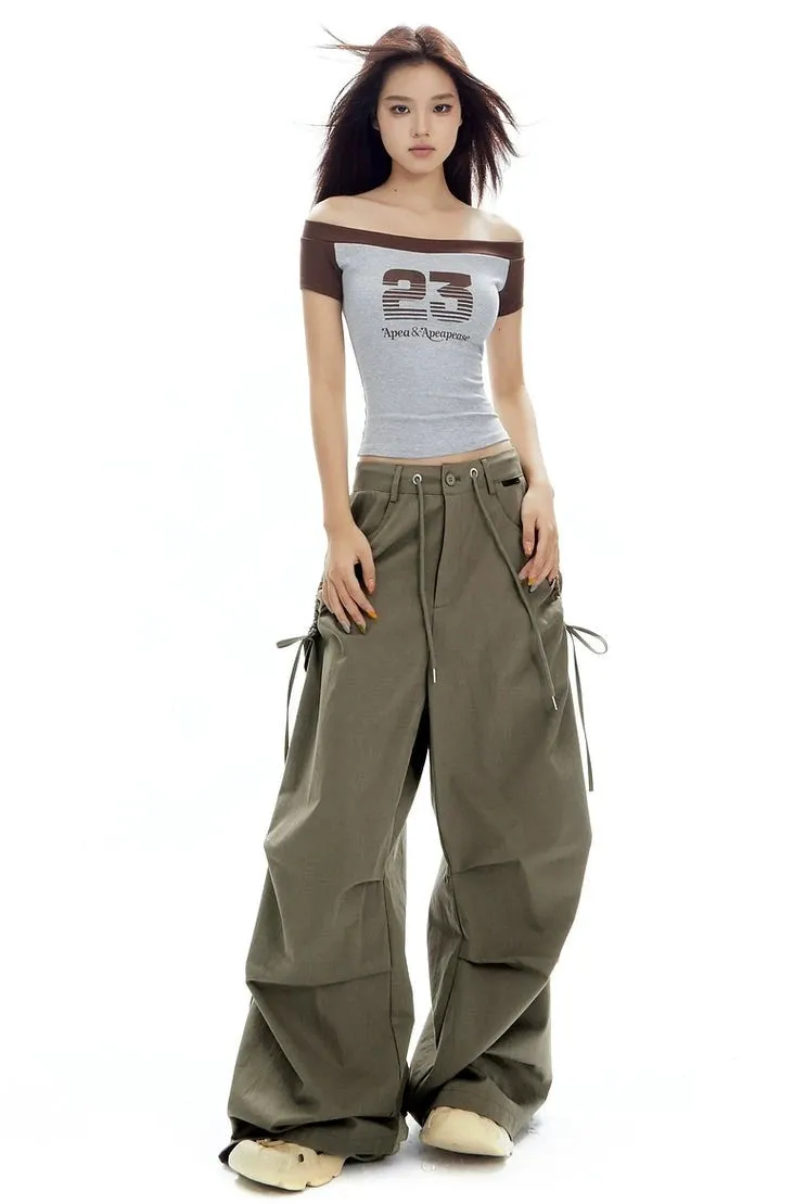 Cargo Jogger Pants with Side Pockets and Drawstrings