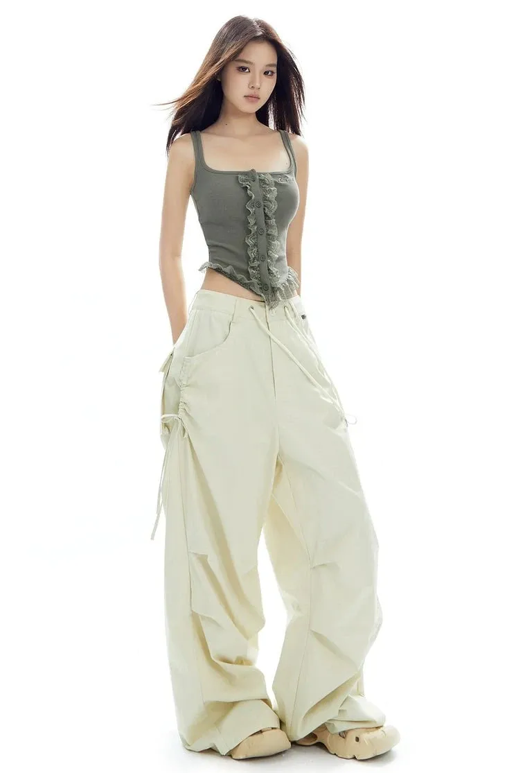 Cargo Jogger Pants with Side Pockets and Drawstrings