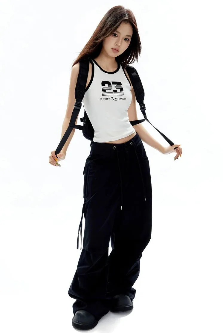 Cargo Jogger Pants with Side Pockets and Drawstrings