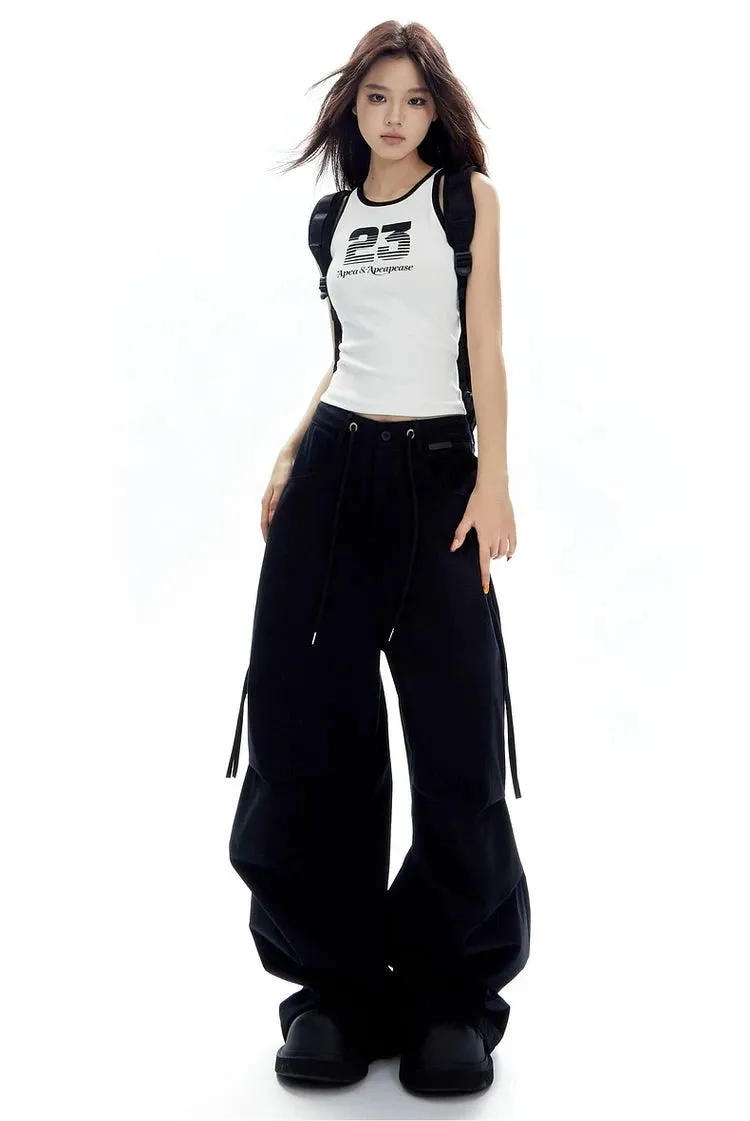 Cargo Jogger Pants with Side Pockets and Drawstrings