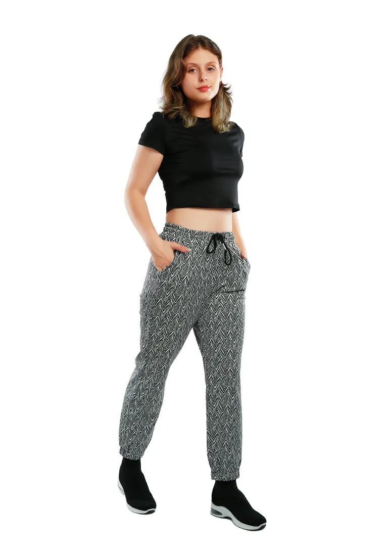 chevron patterned jogger pants
