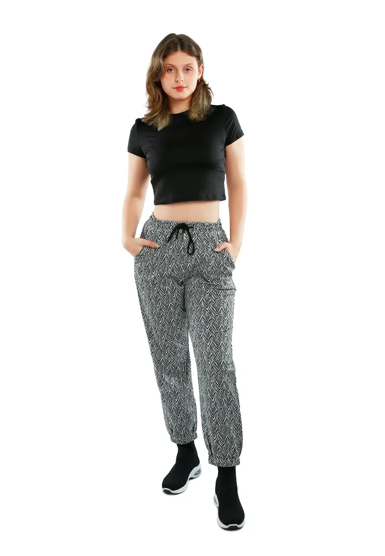 chevron patterned jogger pants