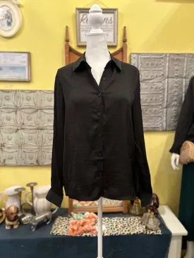 Chrisley Satin Button Down Long Sleeve Top