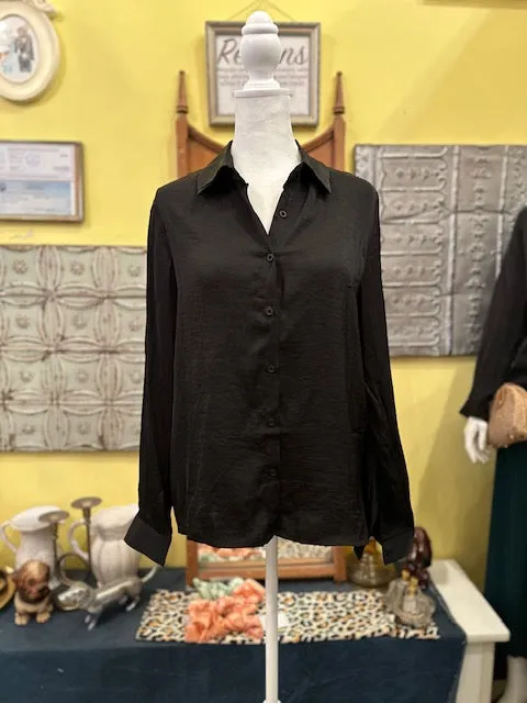 Chrisley Satin Button Down Long Sleeve Top