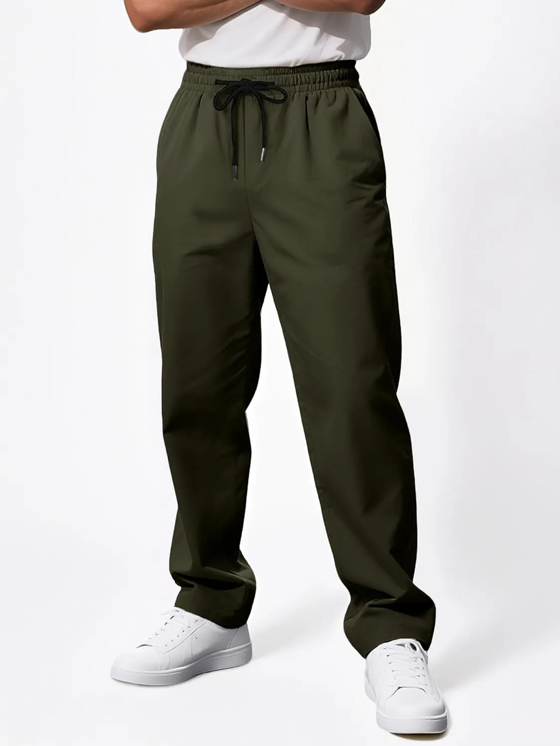 Comdecevis Mens Casual Pants Drawstring Joggers Sweatpants with Pockets Loose Fit Cargo Pants