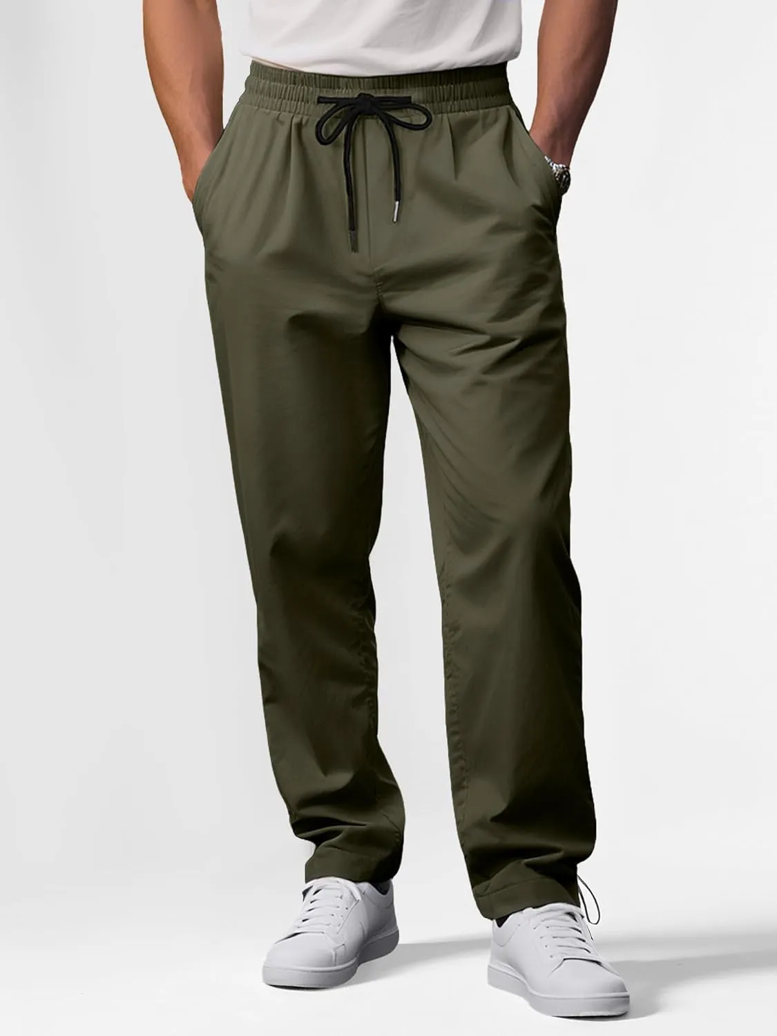 Comdecevis Mens Casual Pants Drawstring Joggers Sweatpants with Pockets Loose Fit Cargo Pants