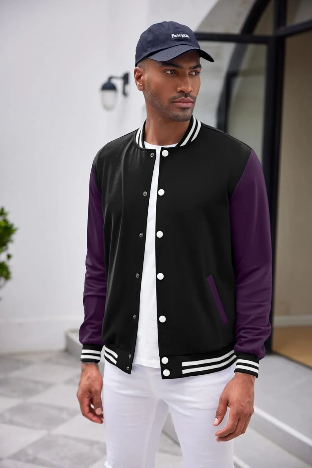 COOFANDY Men's Fashion Varsity Jacket Causal Slim Fit Cotton Letterman Baseball Bomber Jackets