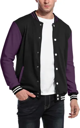 COOFANDY Men's Fashion Varsity Jacket Causal Slim Fit Cotton Letterman Baseball Bomber Jackets