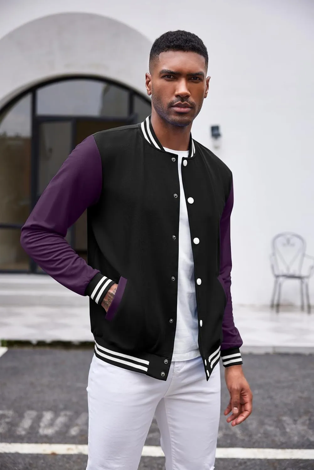 COOFANDY Men's Fashion Varsity Jacket Causal Slim Fit Cotton Letterman Baseball Bomber Jackets