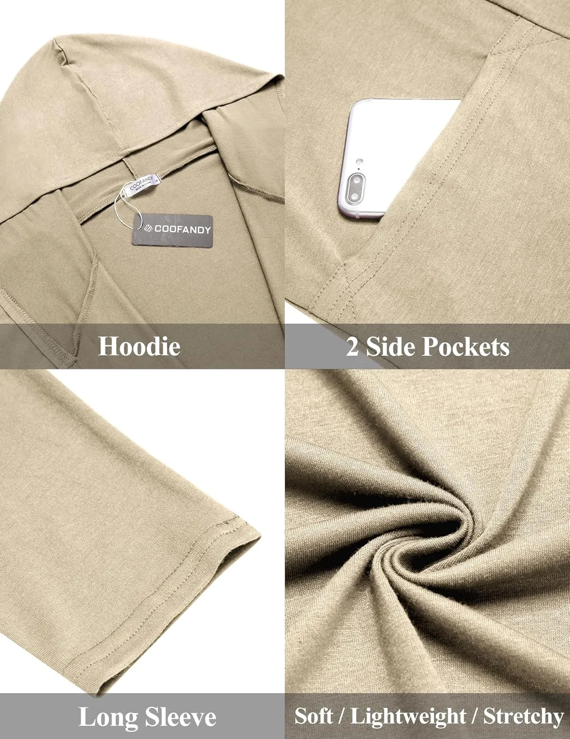 COOFANDY Men's Long Hooded Cardigan Shawl Collar Lightweight Open Front Drape Cape Overcoat with Pockets