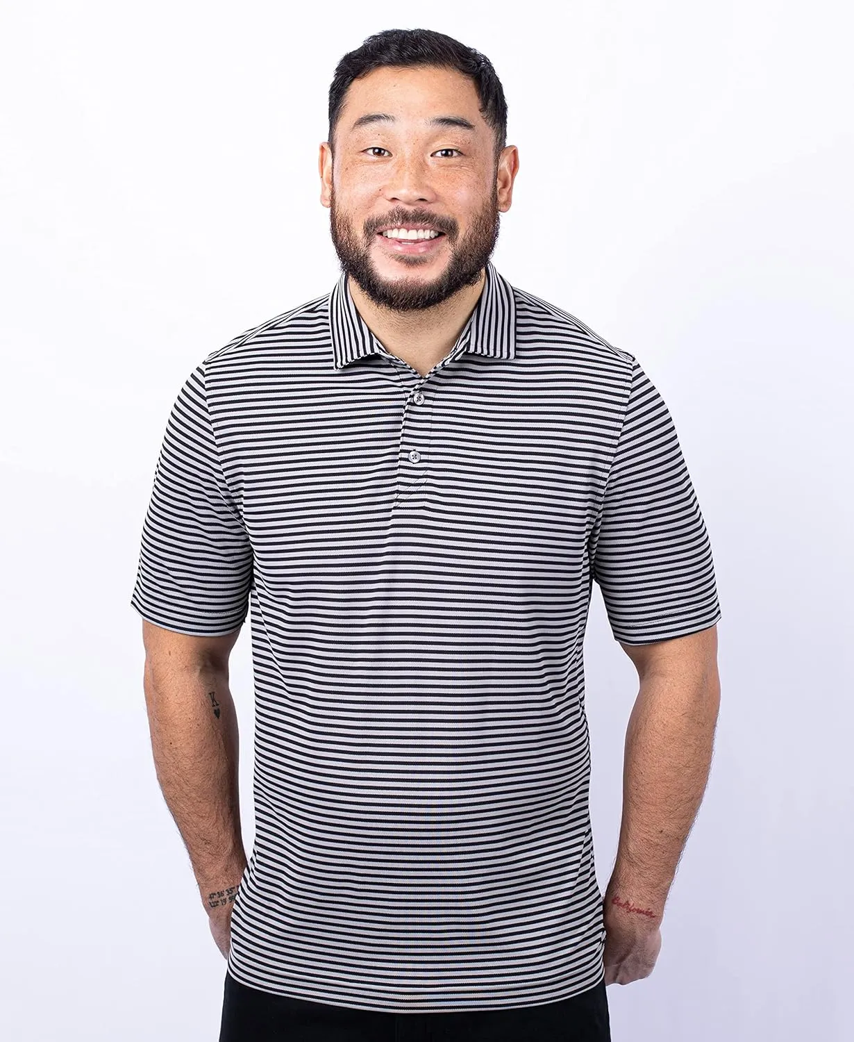 Cutter & Buck Short Sleeve Virtue Eco Pique Stripe Recycled Mens Big and Tall Polo