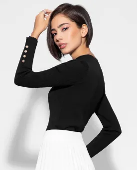Darien Black Knit Top