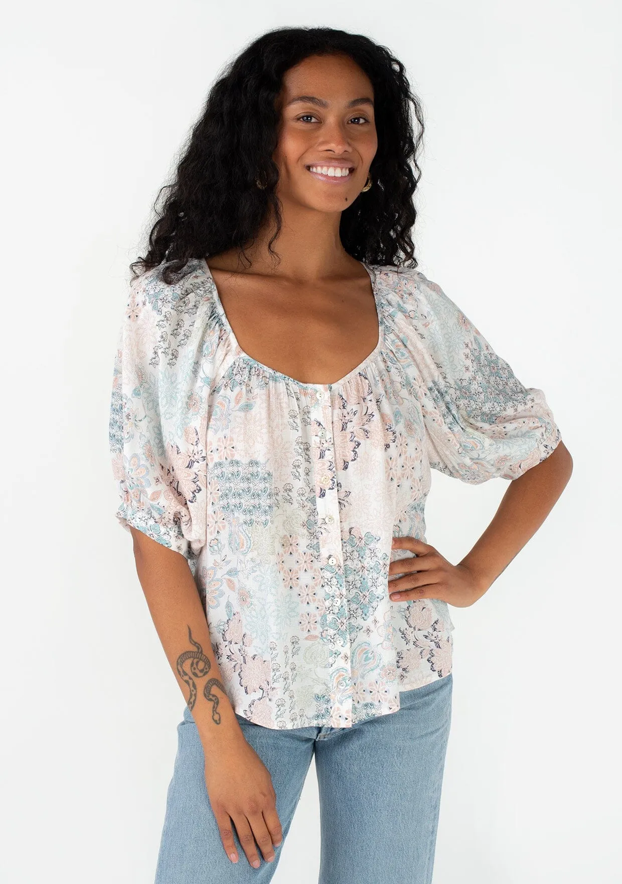 Delia Button Front Blouse