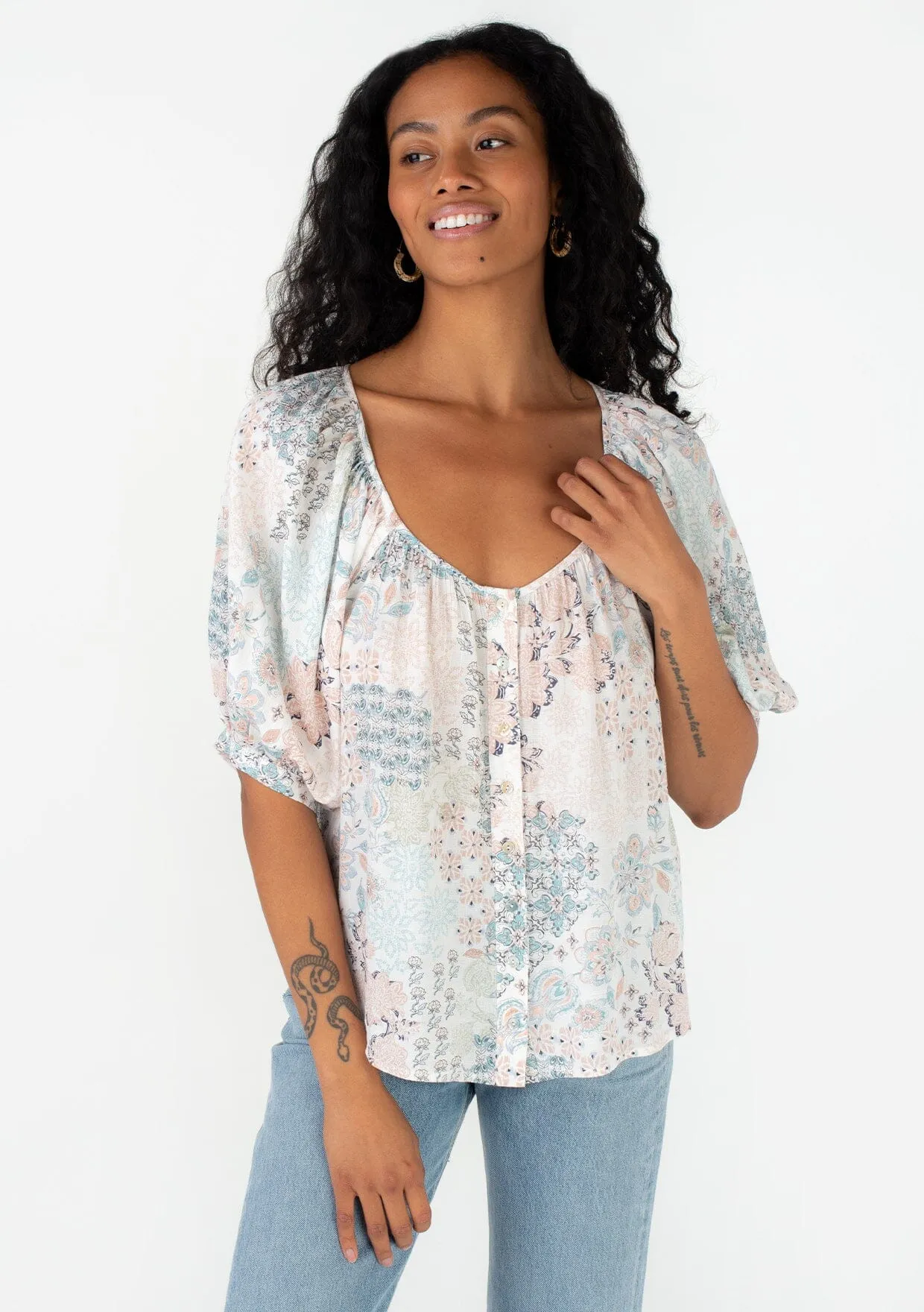 Delia Button Front Blouse