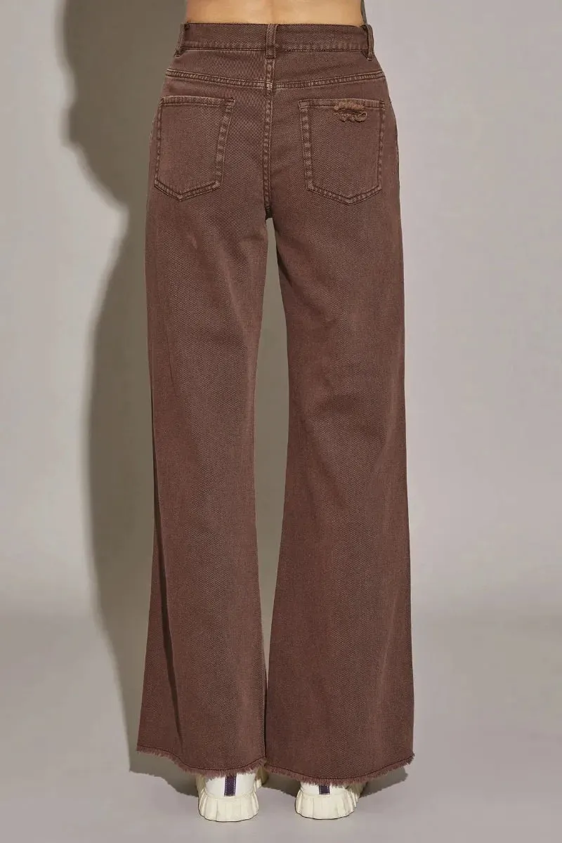 Distressed High Waist Cut Edge Denim Pants