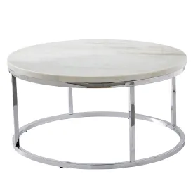 Echo - White Marble Top Round Cocktail Table - White